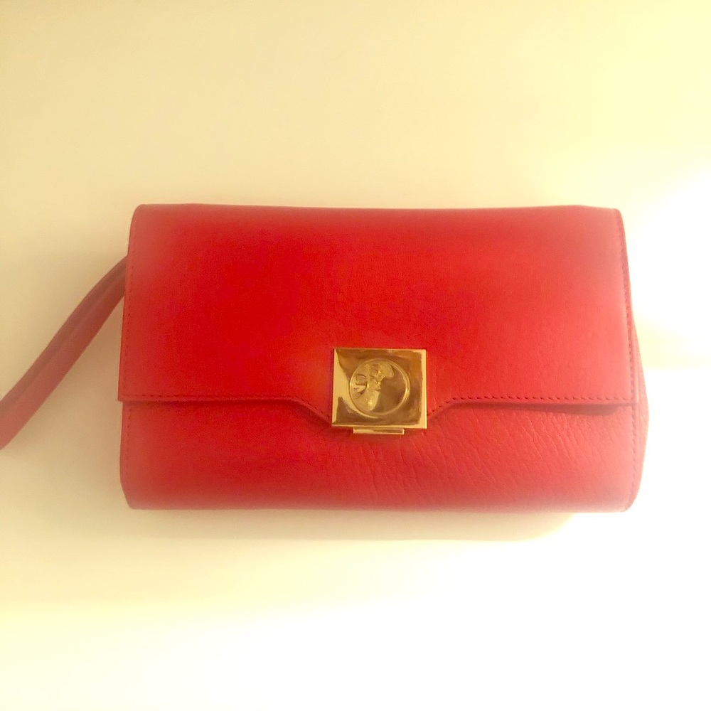 VERSACE Collection RED CLUTCH with Gold lock